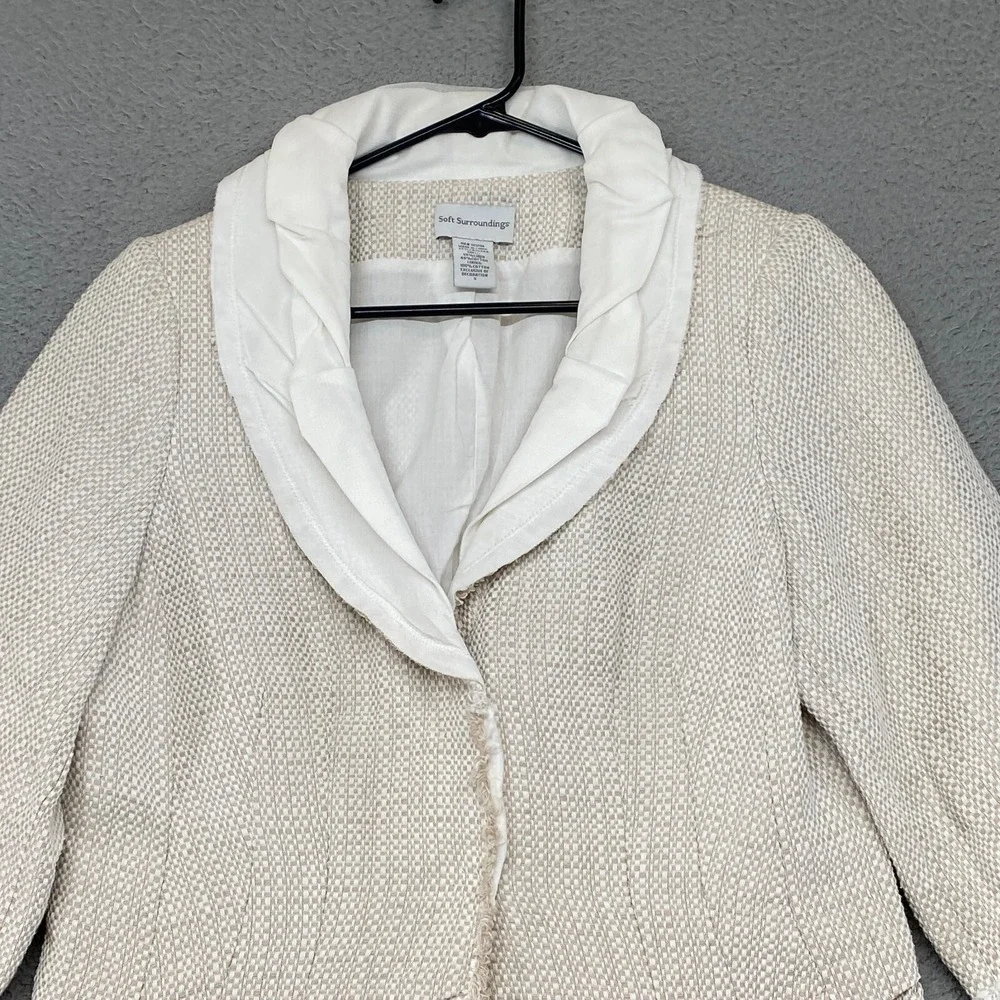 Soft Surroundings Ivory Textured Open-Front beautifully Blazer! - Picture 2 of 13